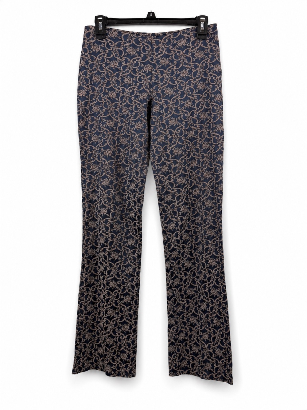 French Kiss Women's‎ Sz Small Elastic Pants Paisley Print Navy Stretch Pants